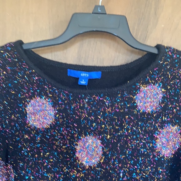 Relisted Apt 9 sweater black multi color metallic accent polka dot casual winter - Picture 8 of 16